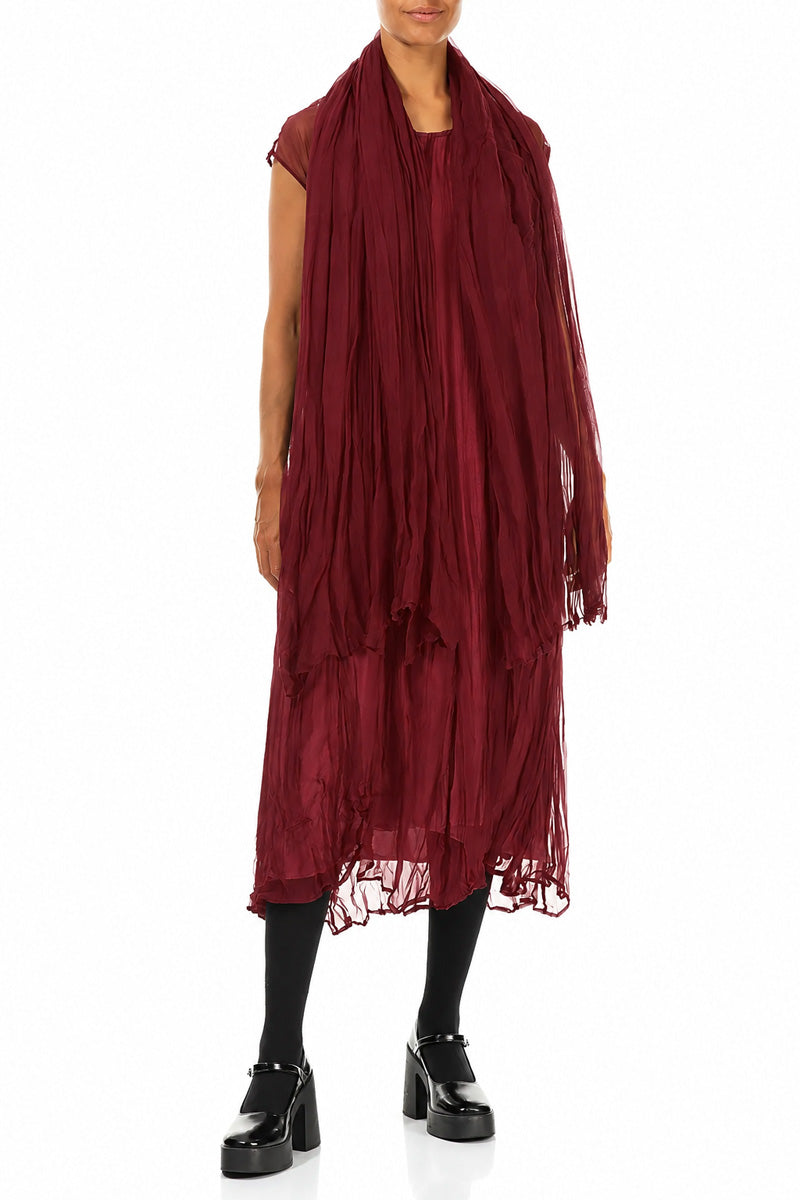 Ruby Crumpled Silk Chiffon Scarf