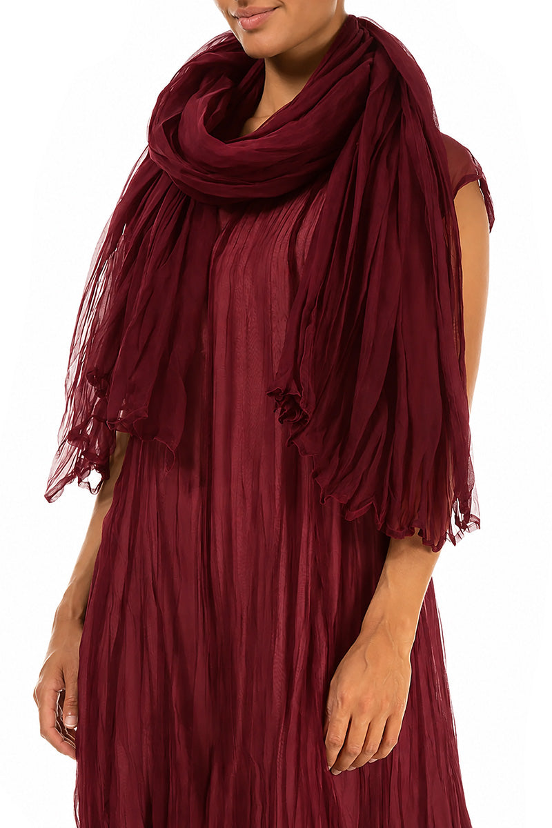 Ruby Crumpled Silk Chiffon Scarf 3