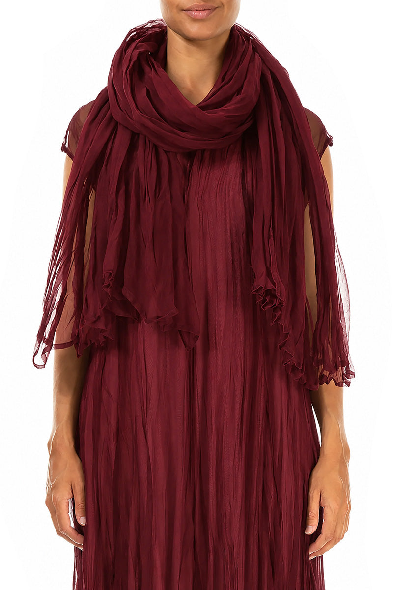 Ruby Crumpled Silk Chiffon Scarf