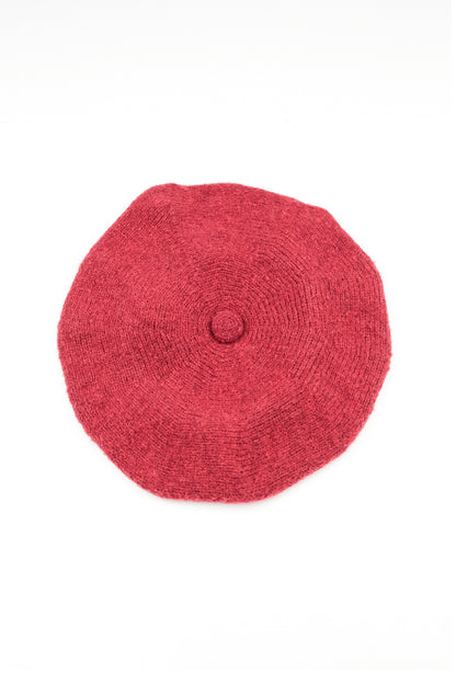 Ruby Red Knitted Wool Beret 4
