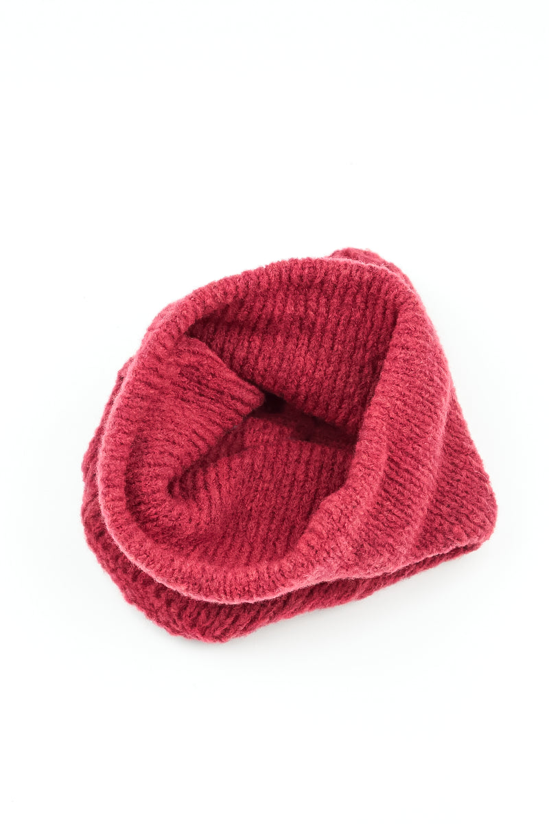 Ruby Red Knitted Wool Infinity Scarf 4