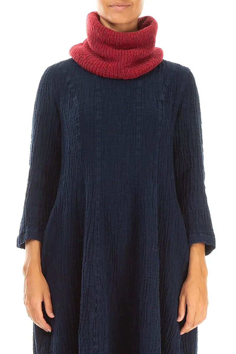 Ruby Red Knitted Wool Infinity Scarf 1