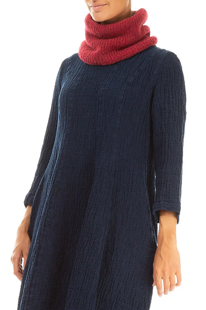 Ruby Red Knitted Wool Infinity Scarf 3