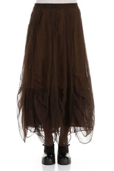 Ruched Aged Copper Silk Chiffon Skirt 1