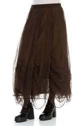Ruched Aged Copper Silk Chiffon Skirt 3