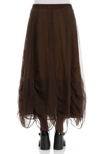 Ruched Aged Copper Silk Chiffon Skirt 2