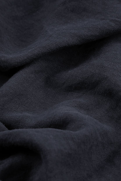 Ruched Balloon Slate Blue Linen Dress 5