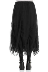 Ruched Black Silk Chiffon Skirt 2