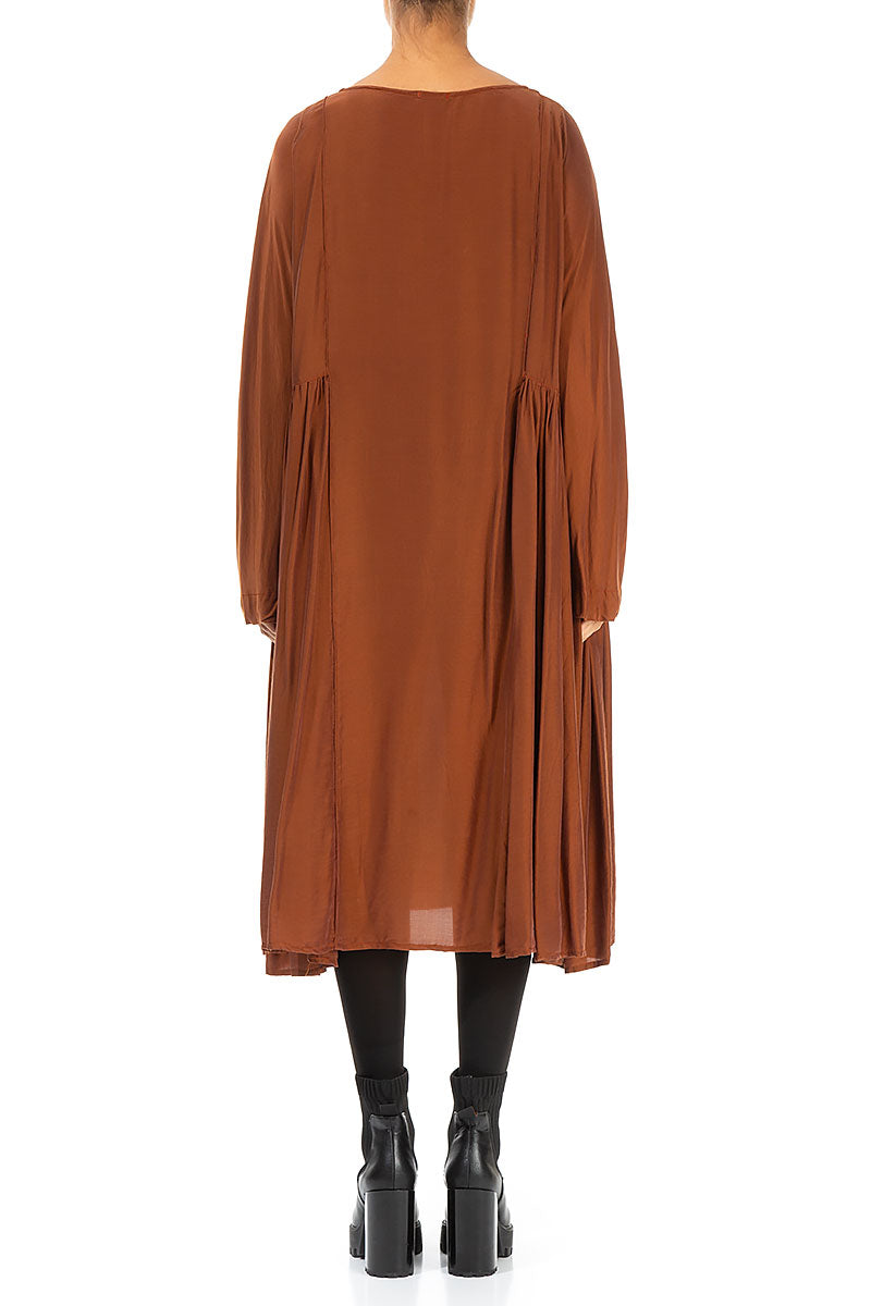 Ruched Cinnamon Silk Bamboo Dress