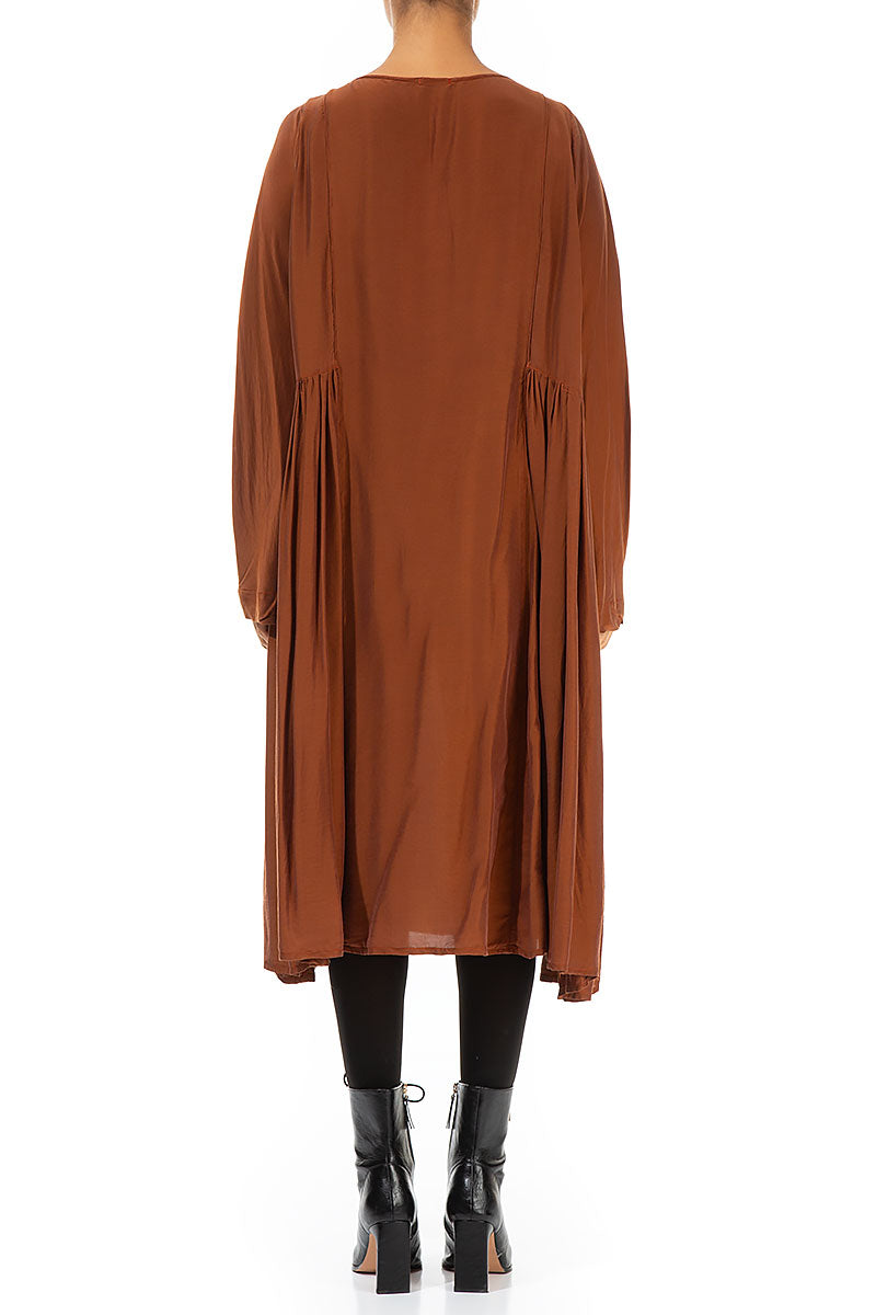 Ruched Cinnamon Silk Bamboo Dress