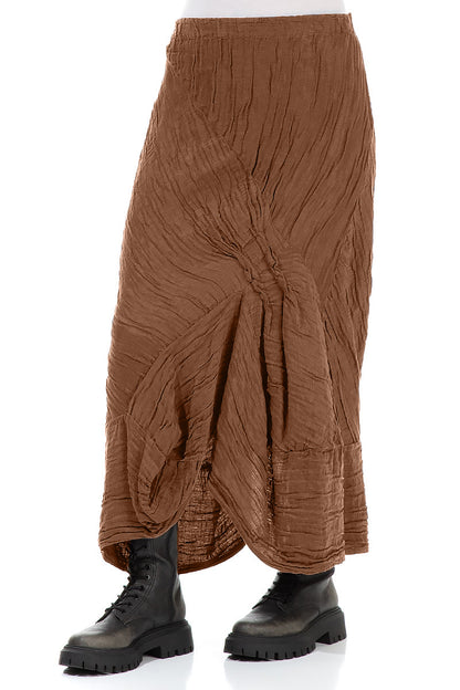 Ruched Crinkled Aged Copper Silk Linen Skirt 3