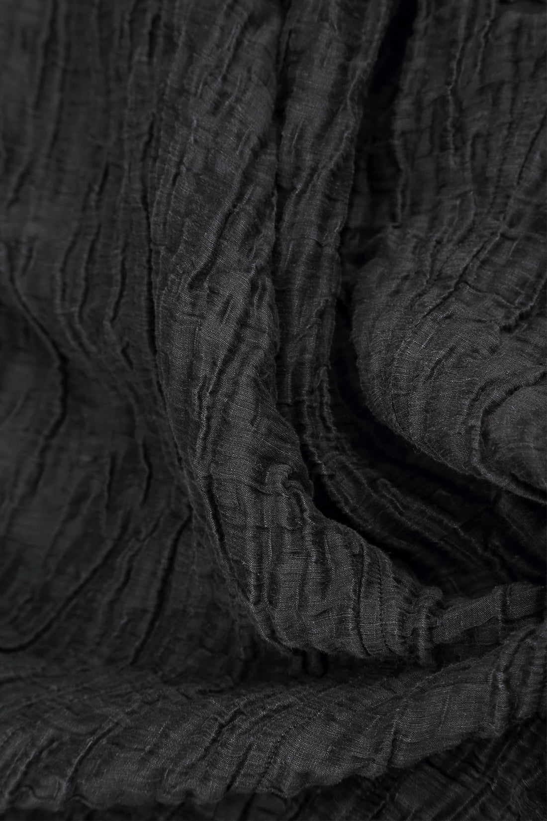 Ruched Crinkled Charcoal Silk Linen Skirt 5