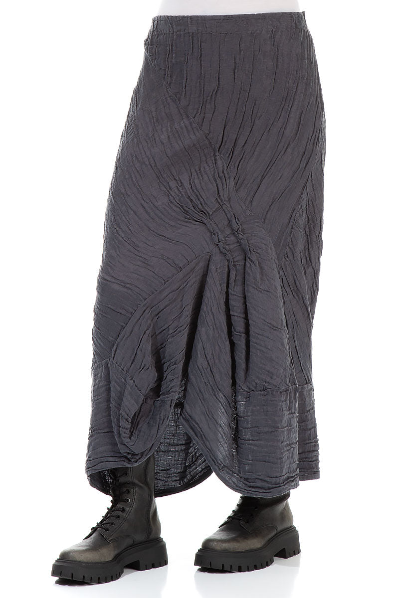 Ruched Crinkled Violet Silk Skirt