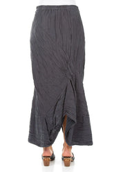 Ruched Crinkled Violet Silk Linen Skirt 2