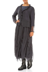 Ruched Dark Grey Silk Chiffon Skirt 4