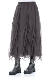 Ruched Dark Grey Silk Chiffon Skirt 3