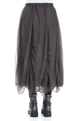 Ruched Dark Grey Silk Chiffon Skirt 2