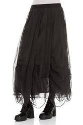 Ruched Forest Brown Silk Chiffon Skirt 3