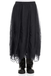 Ruched Graphite Blue Silk Chiffon Skirt 1