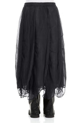 Ruched Graphite Blue Silk Chiffon Skirt 2