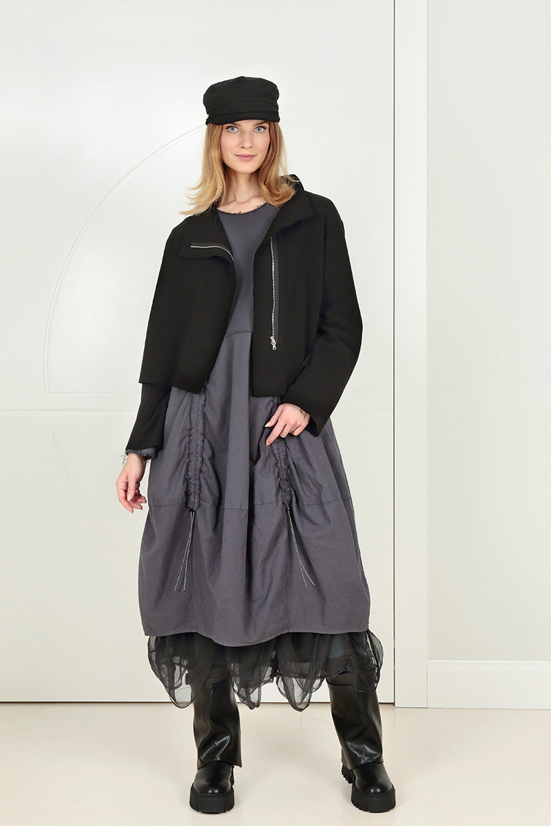 Ruched Graphite Cotton Dress 7