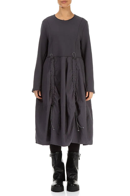 Ruched Graphite Cotton Dress 2