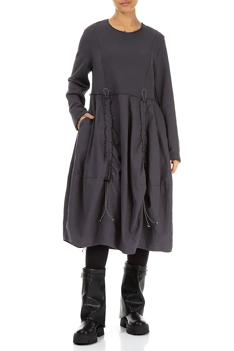 Ruched Graphite Cotton Dress 5