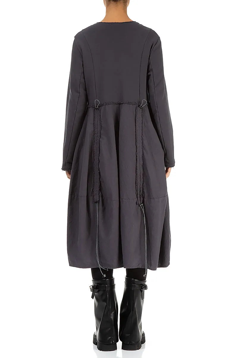 Ruched Graphite French Terry Cotton Dress 3