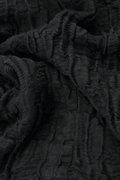 Ruched Hem Black Circle Silk Linen Trousers 4