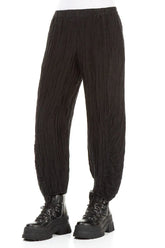 Ruched Hem Black Circle Silk Linen Trousers 3