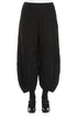 Ruched Hem Black Crinkled Silk Linen Trousers 1
