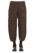 Ruched Hem Forest Brown Circle Silk Linen Trousers 1