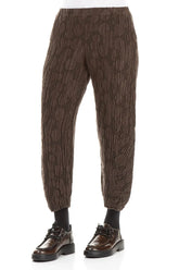 Ruched Hem Forest Brown Circle Silk Linen Trousers 3