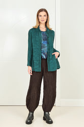 Ruched Hem Forest Brown Crinkled Silk Linen Trousers 7