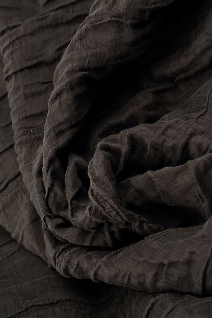 Ruched Hem Forest Brown Crinkled Silk Linen Trousers 6