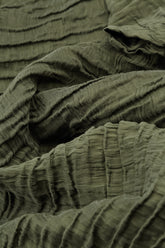 Ruched Hem Forest Mist Crinkled Silk Linen Trousers 5