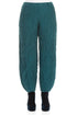 Ruched Hem Peacock Crinkled Silk Trousers 1