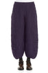 Ruched Hem Royal Purple Crinkled Silk Linen Trousers 1