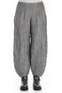 Ruched Hem Silver Crinkled Silk Linen Trousers 1