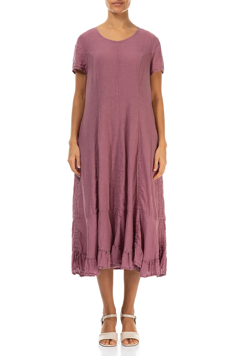 Ruched Mauve Pink Linen Dress 1