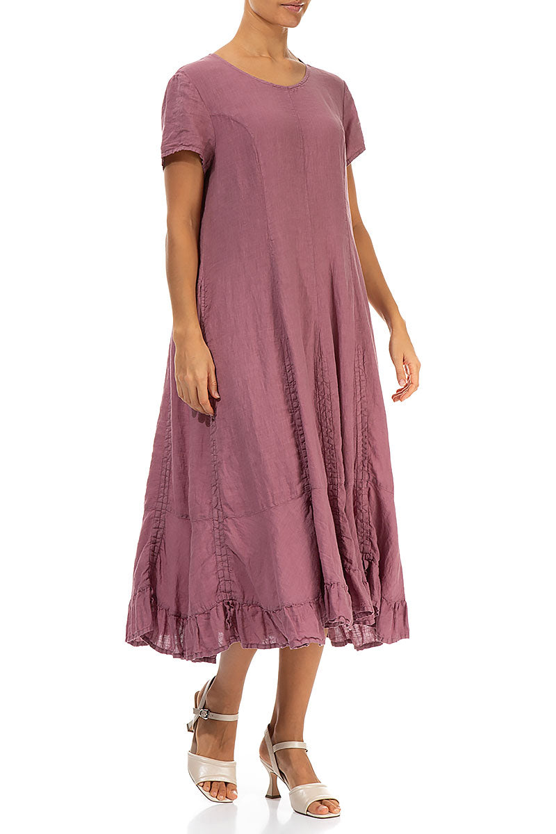 Ruched Mauve Pink Linen Dress 3