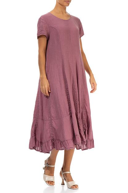 Ruched Mauve Pink Linen Dress 3