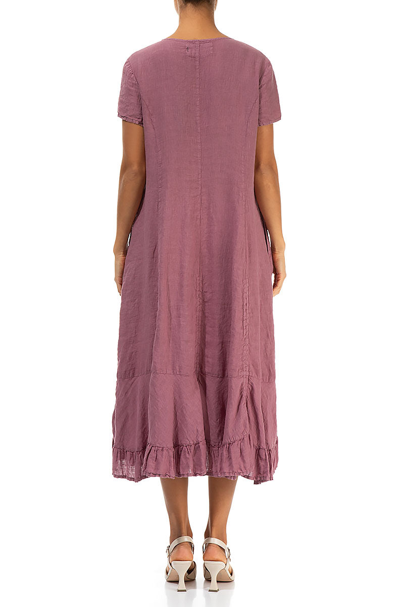 Ruched Mauve Pink Linen Dress 2