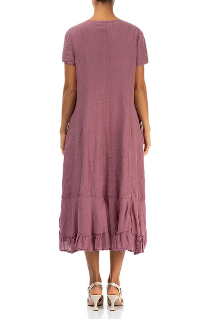 Ruched Mauve Pink Linen Dress 2