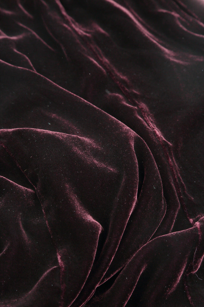 Ruched Pockets Aubergine Silk Velvet Dungaree Dress