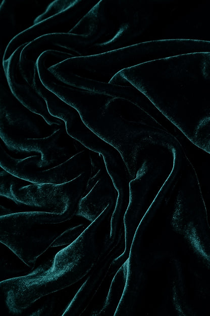 Ruched Pockets Deep Turquoise Silk Velvet Jacket - Coat