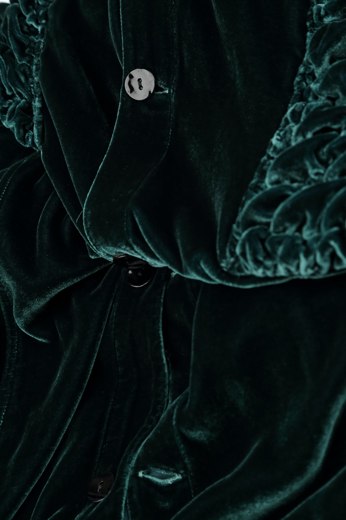 Ruched Pockets Deep Turquoise Silk Velvet Jacket - Coat