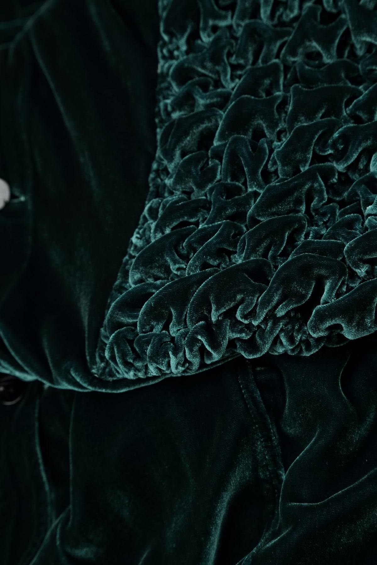 Ruched Pockets Deep Turquoise Silk Velvet Jacket - Coat