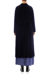 Ruched Pockets Royal Purple Silk Velvet Jacket - Coat 2