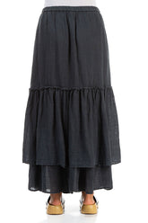 Ruffled Graphite Maxi Gauze Linen Skirt 2